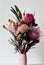 Beautiful dried flowers bouquets for delicate gift in pink shades.