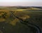 Beautiful drone landscape image over lush green Summer English countryside during late afternoon light