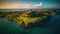 Beautiful drone photo of a golf resort summertime - Generative AI