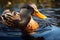 Beautiful duck swimming in the water - Ai Generated