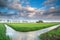 Beautiful Dutch farmland with blue sky
