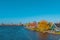 Beautiful Dutch scenery panorama of Zaanse Schans village in Netherlands in spring time.