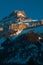 Beautiful early winter panorama of Oldenhorn mountain above Les Diablerets village in Switzerland on a sunny day