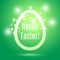 Beautiful Easter egg from a strip on a green background with glow and bokeh particles