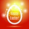 Beautiful Easter egg from a strip on a red background with glow