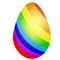 Beautiful Easter eggs with bright striped coloring. Colorful holiday gift or decoration. Eggs are decorated like a gay pride