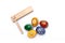 Beautiful Easter eggs and wooden rattle