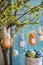 Beautiful Easter garland of eggs. Selective focus.