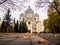 beautiful eastern church in fall - autumn leaves