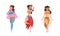 Beautiful Eastern Woman Dancing Belly Dance Vector Set