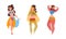 Beautiful Eastern Woman Dancing Belly Dance Vector Set