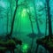 A beautiful and eerie green swamp Digital illustration made to look like photography with no reference