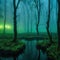 A beautiful and eerie green swamp Digital illustration made to look like photography with no reference