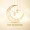 beautiful eid mubarak wishes background with golden crescent