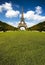 Beautiful Eiffel tower with huge grass copy space