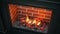 Beautiful electric fireplace. Interior design. Brick background