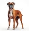 Beautiful and elegant boxer dog on white background, strong and loyal dog. Generative AI