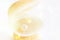 Beautiful Elegant Sea Shell with Pearl Inside. White Background Golden Bokeh Lights. Luxury Wedding Purity Harmony Concept