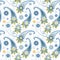 Beautiful embroidery seamless pattern with flowers and paisley on white background