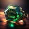 Beautiful emerald golden ring. Generative AI illustration.