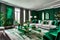 Beautiful Emerald Green and Grey living room interior - AI Generated