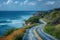 The beautiful empty road along the ocean. Nature landscape