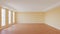 Beautiful Empty Room with Beige Walls, White Ceiling and Cornice, Three Large Windows