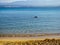 Beautiful empty sandy beach - small sand castles