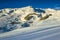 Beautiful empty ski resort at sunrise, La Toussuire, France