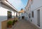 Beautiful empty typical narrow street in Altea`s historical center, Spain