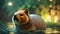 Beautiful Encounter: Closeup Illustration of a Capybara Amidst Nature\\\'s Serenity