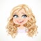 Beautiful enthusiastic cartoon blond girl with magnificent curly hair portrait