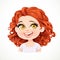 Beautiful enthusiastic cartoon brunette girl with dark red hair portrait