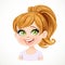 Beautiful enthusiastic cartoon fair-haired girl with hair gathered in ponytail portrait
