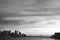 Beautiful epic black and white photograph from new york city skyline