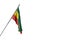 Beautiful Ethiopia flag hanging on a diagonal pole isolated on white - any occasion flag 3d illustration