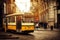 Beautiful European Italian Street Defocused Sunset. Horitzontal. Italy, Milan.