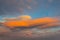 Beautiful evening dramatic cumulus clouds on a sky