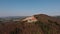 Beautiful evening flight over castle Wachenburg. The home of the German student corporations on Mount Wachenberg over the city