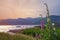 Beautiful evening landscape. Montenegro, Adriatic Sea, view of Bay of Kotor