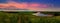 Beautiful evening landscape panorama with the river moon distances meadows fields forests sunset sky