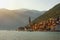 Beautiful evening Mediterranean landscape. Montenegro, Bay of Kotor. View of ancient town of Perast