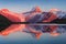 Beautiful evening panorama from Bachalp lake / Bachalpsee, Switzerland. Picturesque summer sunset in swiss Alps , Grindelwald.