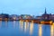 Beautiful evening scenic panorama of the Old Town Gamla Stan p