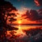 Beautiful evening sunset - ai generated image