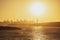 Beautiful evening sunset shot of the Sydney Harbour with the Sydney skyline in the background, seen from Fairfax Lookout