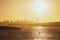 Beautiful evening sunset shot of the Sydney Harbour with the Sydney skyline in the background, seen from Fairfax Lookout