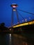 A beautiful evening view of Bratislava, the Danube River and an interesting SNP bridge with a UFO-style restaurant at the top