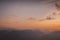 Beautiful evening view from the Schafberg mountain in upper austria, sunset colors fading into purple and violet throught the