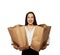 Beautiful excited woman with paper bags